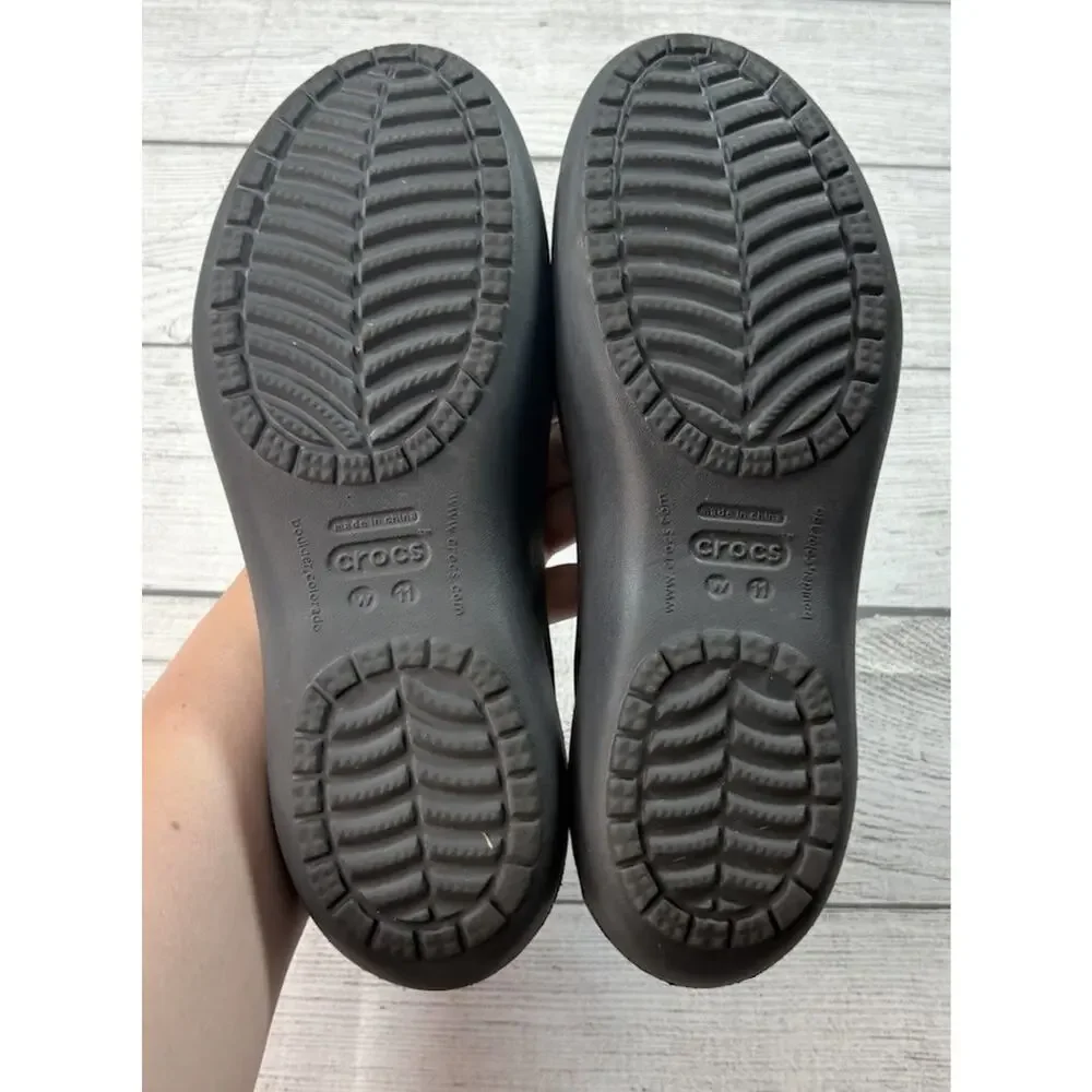 Crocs Women’s Kadee Comfort Flats Slip On Cutouts Black Size 11 - Picture 3 of 3